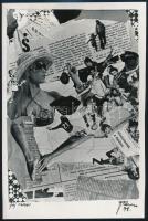 1978 ,,Fej nélkül" című, jelzett kollázs, ezüst zselatinos fotópapíron, 24x16 cm