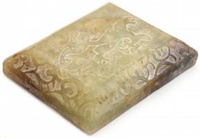 Sárkányt ábrázoló régi, kínai pecsétnyomó. faragott jade kő 4x5 cm / Chinese jade seal maker