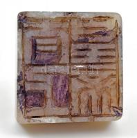 Régi, kínai pecsétnyomó. faragott kő 3x3x2,5cm Sérüléssel / Chinese stone seal maker with minor crack
