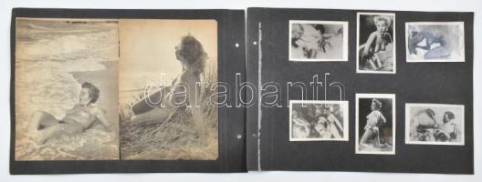 cca 1960 Lányok az internátusban 9 db akt fotó és kép albumlapokra ragasztva