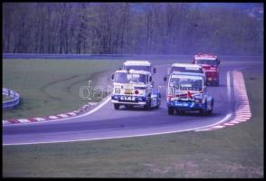 cca 1980-as évek, kamionok versenye, 11 db szabadon felhasználható, vintage DIAPOZITÍV, 24x36 mm