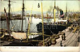 Barcelona, Puerto / port, harbor, steamships (tear)
