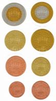 Dánia 2002. 1c-2E (8xklf) próbaveret forgalmi sor karton dísztokban, tanúsítvánnyal T:1  Danemark 2002. 1 Cent - 2 Euro (8xdiff) trial strike coin set in cardboard case, with certificate C:UNC