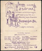1900 Gerő Zsófia (1895-1966), Gerő Ödön (1863-1939) műkritikus, író lánya 5. születésnapjára szóló, illusztrált, sokszorosított meghívó, karton, kisebb sérülésekkel, 21x17 cm