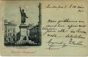 1900 Budapest V. Petőfi szobor este. D. Halberstadt (EK)