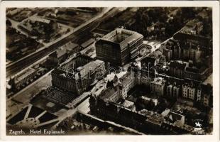 Zagreb, Zágráb, Agram; Hotel Esplanade, tram, aerial view