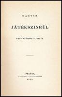 Gróf Széchenyi István: Magyar játékszinrül. Bp., 1984, ÁKV. Az 1832. évi kiadás (Pest, Füskúti) repr...