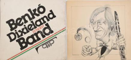 1985 Lengyel Gyula karikatúrái a Benkó Dixieland tagjairól, 7 db nyomtatvány, papír, 46x48cm