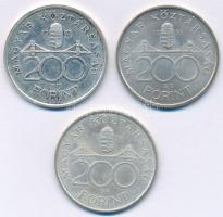 1992-1993. 200Ft Ag "MNB" (2x) + 1994. 200Ft Ag "Deák" T:2 patina 
Adamo F13, F...