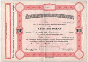 Pilis 1925. Pilisi hitelszövetkezet 1000db üzletrészjegye egyben, egyenként 40K-ról, szelvényekkel, bélyegzéssel T:III