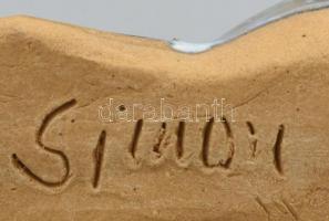 Simon József ( - ): Madár. Színes mázakkal festett kerámia, jelzett, hibátlan. M: 8 cm