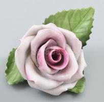 Herendi porcelán rózsa. Kézzel festett, jelzett, hibátlan. 7,5x8,5 cm