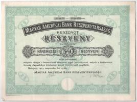 Budapest 1923. "Magyar Amerikai Bank Részvénytársaság" 25 részvénye egyben, egyenként 340K...