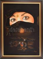 Olvashatatlan jelzéssel: Muszlim nő. Olaj, vászon, szép keretben. 69x49 cm