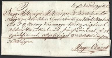 1817 Győr megyei Dőry István bírósági ügyében kelt levél, nyilatkozat melléklettel Moson vármegyének