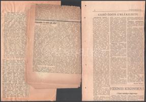 cca 1895-1963 Gerő Ödön (1863-1939) író, műkritikus könyveiről megjelent, részben kivágott újságcikk...