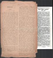 cca 1895-1963 Gerő Ödön (1863-1939) író, műkritikus könyveiről megjelent, részben kivágott újságcikk...