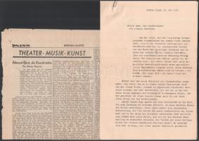 cca 1895-1963 Gerő Ödön (1863-1939) író, műkritikus könyveiről megjelent, részben kivágott újságcikk...