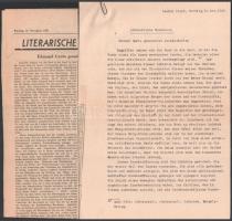 cca 1895-1963 Gerő Ödön (1863-1939) író, műkritikus könyveiről megjelent, részben kivágott újságcikk...