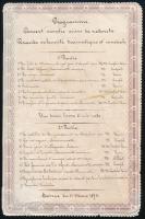 1874 Estély, bál kézzel írt programja franciául csipke papíron. 22 cm