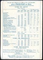 cca 1880 Francia borok árjegyzéke reklám nyomtatvány / M: A. Wolff French wines price list 14x10 cm
