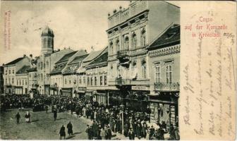 1899 (Vorläufer) Brassó, Kronstadt, Brasov; Corso auf der Kornzeile / Búzasor, piac, Servatius & Graef üzlete / market, street, shops (r)
