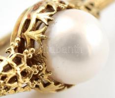 Arany (Au) 14K gyöngyös bross, jelzett, h: 5,4 cm, bruttó: 2,4 g