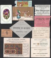 cca 1880 11 db különféle reklám kártya és belépőjegy / 11 commercial advertising cards