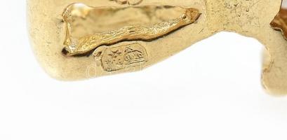 Arany (Au) 14K bagett ékszerszett (fülbevalópár + függő), jelzett, bruttó: 4,4 g