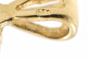 Arany (Au) 14K bagett ékszerszett (fülbevalópár + függő), jelzett, bruttó: 4,4 g