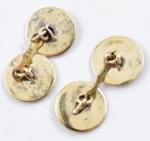 Arany (Au) 18 K brilles mandzsettagomb-pár, kőhiánnyal, jelzett, bruttó: 6,8 g