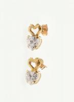 Arany (Au) 14K szívecskés fülbevalópár, jelzett, h: 0,9 cm, bruttó: 0,8 g