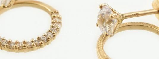 Arany (Au) 14K köves, karikás fülbevalópár, jelzett, h: 1,9 cm, bruttó: 1,8 g
