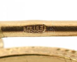 Arany (Au) 14K köves, karikás fülbevalópár, jelzett, h: 1,9 cm, bruttó: 1,8 g