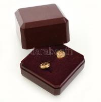 Arany (Au) 14K frakkinggombpár brillel, jelzett, d: 0,9 cm, bruttó: 3 g