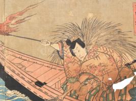 Japán fametszet, Triptichon - Utagawa Kunisada (1786-1865) - Színészek: Suketakaya Takasuke III, Iwa...