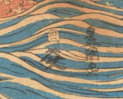 Japán fametszet, Triptichon - Utagawa Kunisada (1786-1865) - Színészek: Suketakaya Takasuke III, Iwa...