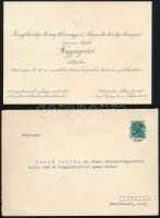 1934 Bp., meghívó József főherceg és Auguszta főhercegnő budavári palotában tartott estélyére, dombornyomott címerrel, borítékkal
