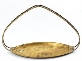Argentor alpakka, szecessziós fülestálca, jelzett, 32×14 cm, m:20 cm