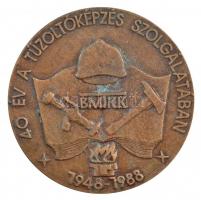 1988. 40 év a tűzoltóképzés szolgálatában 1948-1988 egyoldalas, öntött bronz emlékérem (96mm) T:1- kis patina