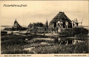 Grado, Fischerhütte bei Grado / fishermens huts. Fotogr. artist. Atelier Hesz u. Wessely. Verlag Fratelli Grigolon u. Francesco Giorda