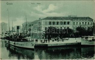 Grado, Porto / Hafen / port, SS TRIESTE steamship, hotel. Maurzio Fürst No. 5.