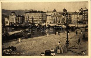 Trieste, Trieszt, Trst; Molo San Carlo / port, steamship. Raphael Tuck &amp; Sons Gravürotinto-Serie &quot;Triest&quot;