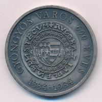 Bognár György (1944-) 1984. "MÉE Gyöngyös / 650 éves Gyöngyös - Róbert Károly" ezüstpatiná...