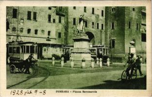 1928 Ferrara, Piazza Savonarola / square, tram, bicycle