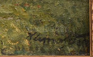 Olvashatatlan (Kli...) jelzéssel: Napfényes táj. Olaj, karton. 28X40,5 cm. Dekoratív fakeretben