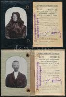 1913 Magyar Királyi Államvasutak (MÁV) 2 db fényképes igazolványa . Aranyozott bőrkötésben, és vászonkötésben