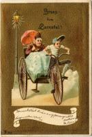 1901 Gruss vom Carneval / Háromkerekű kerékpáros kocsi / Tricycles carriage. litho (fl)