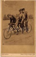 Tandem kerékpár, bicikli / Tandem bicycle. Gerlach & Schenk Nr. 38. s: Theodor Zasche (EK)