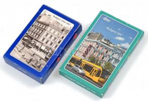 Piatnik magyar- és franciakártya pakli, a dobozokon Budapest és BKV járművek képeivel, komplett, újszerű állapotban
